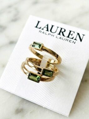 Lauren Ralph Lauren 3-Pc. Set Baguette Stone Stack Rings